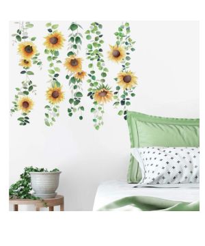 Runtoo Pegatinas de Pared Girasol Stickers Adhesivos Vinilo Flores Plantas Decorativas Salon Dormitorio Habitacion Bebe