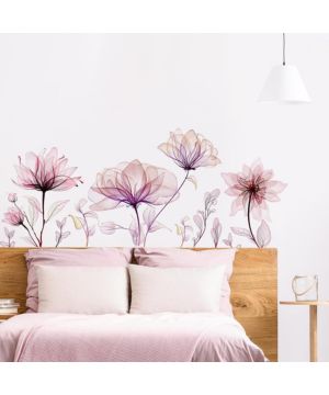 Tanlaby Loto Acuarela Transparente Vinilo Pared, Floral Abstracto Pegatinas de Pared Autoadhesivo Removible Vinilos Decorativos