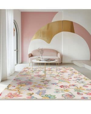 Alfombras Salón 60 X 180 cm,Flores Retro Coloridas Alfombra para Sala De Estar,Dormitorio,Pasillo