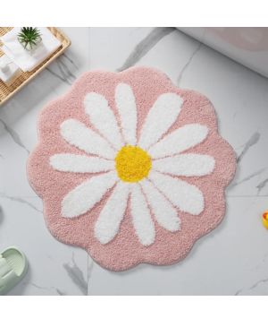 Bonita alfombra de baño, alfombra de flores rosas, alfombrilla antideslizante de absorción de agua, suave para lavar a máquina