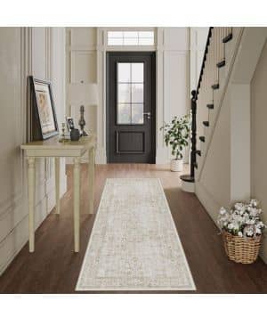 HUGEAR Alfombra Pasillo Larga Marrón Claro Alfombras Cocina Lavable Antideslizante Tapetes 60x180cm para Sala Habitacion Dormitorio