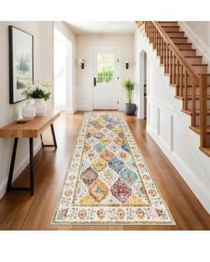 SHACOS Alfombra de Pasillo Larga 60x240cm Alfombra Corredor Antideslizante Estilo Bohemio Alfombras de Área Lavable Suave