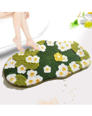 Yhoelata Alfombra de baño de musgo, bonita alfombra de baño de flores, alfombra de baño