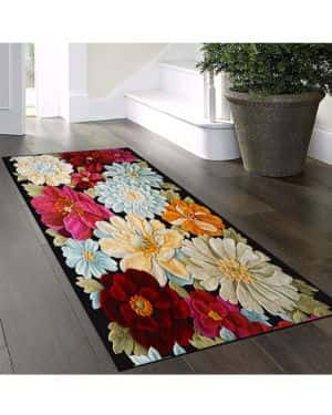 Yinghesheng Alfombra de Pasillo Alfombra de Cocina Antideslizante 3D Flores 50x120cm