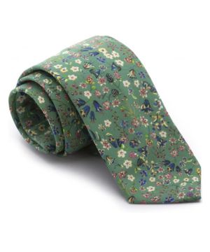 Cencibel Smart Casual Corbata Liberty Donna Leigh Verde Flores Azules y Rosas