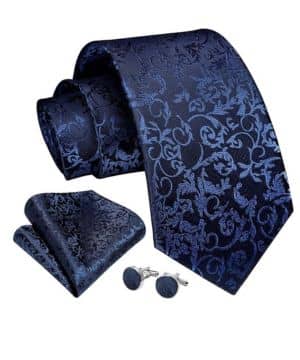 Enlision Corbatas de Hombre Elegantes Conjunto Corbata y Pañuelo con Gemelos Corbata de Color Solido