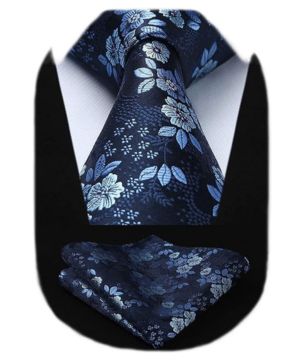 HISDERN Corbata Hombre Extra Largas 160CM de Cachemira Flores, XL