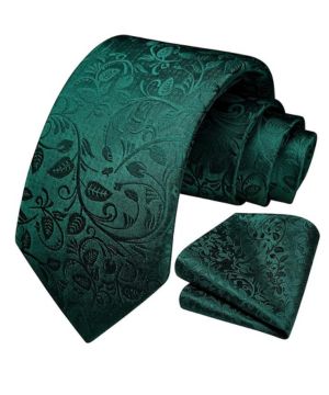 HISDERN Paisley Floral Corbata para hombre y juego de bolsillo cuadrado para boda business professional classic