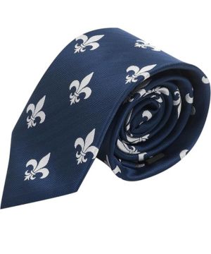 ing & Priory Corbata de flor de lis bordada en espiga azul marino, azul, Taille unique