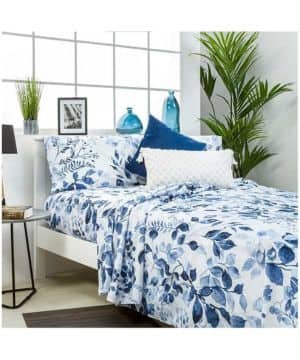 COTTON ARTean Juego sábanas Cama 150 Microfibra cepillada SERELLA Azul