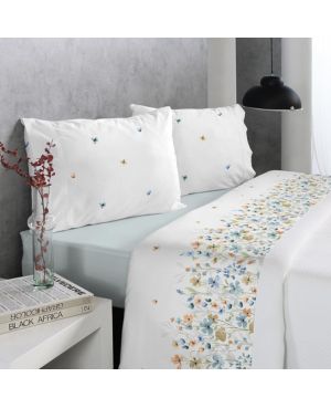 Ciberdescans Juego de Sábanas Azua de Reig Martí - Diseño Estampado con Flores (Cama 150 cm, C04)