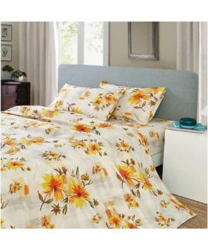 JSD Juego de sábanas con Estampado Floral tamaño Queen, 4 Piezas de Microfibra cepillada Suave con Bolsillo Profundo