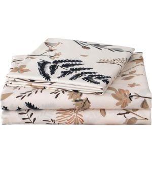 Komfor Juego de sábanas de 4 Piezas, tamaño Queen, diseño de Hojas Florales, 1 sábana encimera, 1 sábana Bajera, 2 Fundas de Almohada, Microfibra