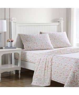 Laura Ashley - Sábanas tamaño King, Juego de Ropa de Cama de percal de algodón