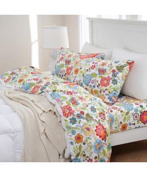 MEISHANG Juego de sábanas Queen con Estampado Floral Ultra Suave, Bajera Ajustable + sábana encimera + Fundas de Almohada, 4 Piezas