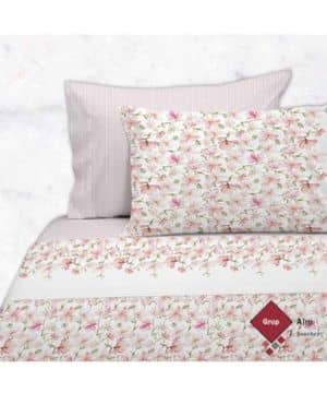 Manterol Juego DE SÁBANAS Botanic 204 C.14 Flores Rosa (Cama 90 cm.)