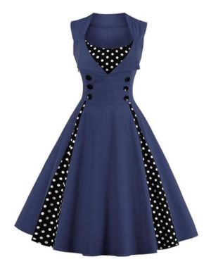 Q&Y Vestido vintage de los años 50 para mujer, estilo pinup, rockabilly