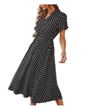 TOBILE Vestido de gasa para mujer, con estampado de lunares, vestido de verano para mujer, suelto