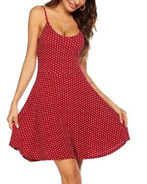 UNibelle Vestido de verano para mujer, floral, tirantes delgados, sin mangas, casual, para la playa, vestido por debajo de la rodilla