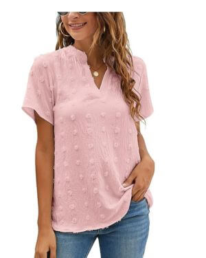 Blooming Jelly Blusas de gasa blanca para mujer, camisas de manga corta, cuello en V