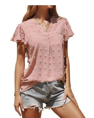 TOMEEK Camisetas Manga Corta Mujer Blusas Mujer Verano Camiseta Blanca Mujer Blusa Camisa de Gasa