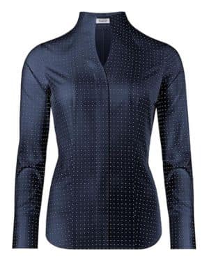 Vincenzo Boretti Camisa de Mujer, Corte Ligeramente más angosto, 100_ algodón, Manga-Larga, Cuello cáliz