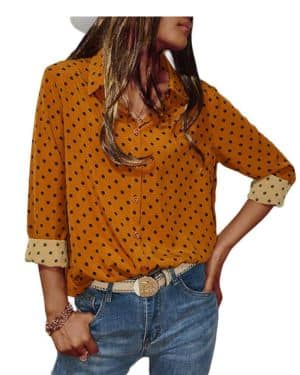 Zahala Battery Camisas casuales con botones para mujer, cuello en V, cuello de satén de seda, blusas