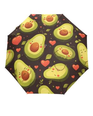 Dibujos Animados Bebé Fruta Aguacates Plegable Automático Paraguas de Viaje Mujer Niño Niña Protección UV Resistencia Viento