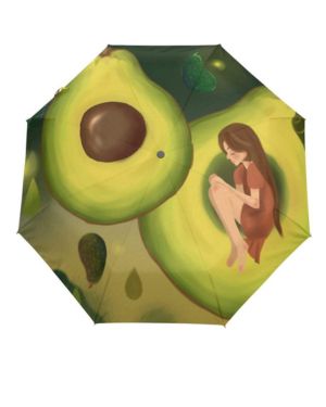 Fruta Aguacate Angel Light Paraguas Plegable Automático Resistencia contra Viento Paraguas Impermeable de Viaje para Hombres Mujeres