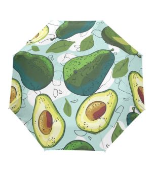 Fruta De Aguacate Transparente De Dibujos Animados Paraguas Plegable Automático Paraguas de Viaje Mujer Niño Niña Protección UV