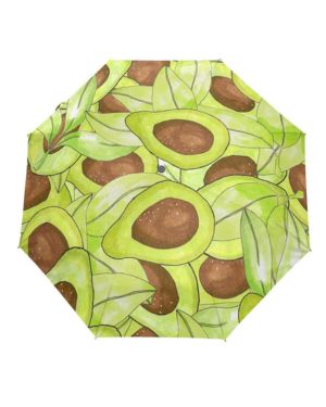 Hojas De Aguacate Verde Paraguas Plegable Automático Resistencia contra Viento Paraguas Impermeable de Viaje para Hombres Mujeres