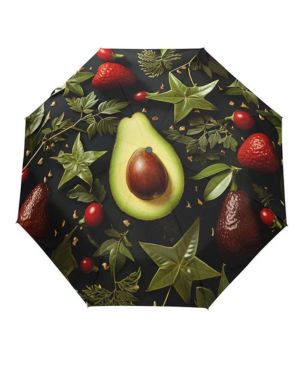 KAAVIYO Patrón De Fruta Aguacate Paraguas Plegable Automático Abrir Cerrar Compacto Paraguas para Niñas Mujeres Niños