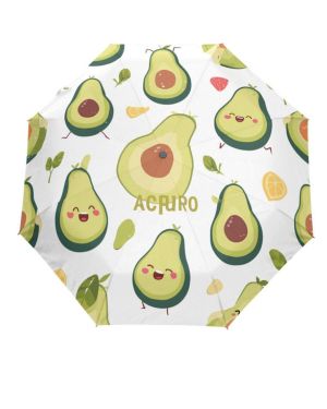 Linda Fruta De Aguacate Plegable Automático Paraguas de Viaje Mujer Niño Niña Protección UV Resistencia Viento