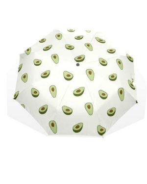 Paraguas de frutas con patrón de aguacate impresión a prueba de viento 3 veces paraguas para mujeres hombres niñas unisex
