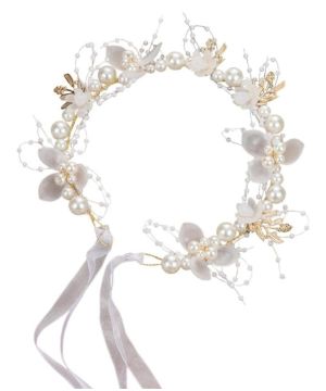 1 Piezas Vides Pelo Hojas, Tocados Pelo Boda Blanco, Diadema Corona Perlas, Diadema Niña Las Flores, Pelo Mujer Adorno