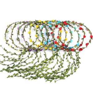 10 Piezas Flores de Corona Diadema, Guirnalda Diadema Flores, Cinta para el Cabello de Corona