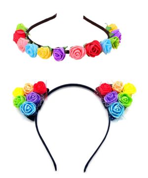 2 Accesorios Para El Cabello De Flores, Diademas De Pétalos De Rosa Para Mujeres, Diademas Festivas, Diademas De Flores