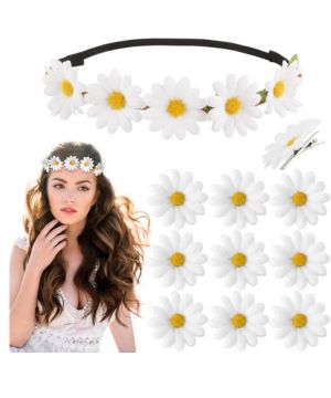 BETESSIN Diademas Pinzas de Pelo de Crisantemo Flores Girasol, Accesorios de Pelo para Mujer, Disfraz Clips Pelo Boda