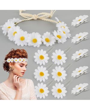 BETESSIN Diademas de Pelo de Crisantemo Flores Girasol, Clips Pinzas Pelo Flor, Horquillas Flor Girasol, Accesorios de Pelo