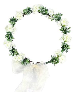 Bymivofun Corona de Flores Blancas, Diadema Floral de Boda, Corona de Flores Nupciales, para Bodas, Filmaciones