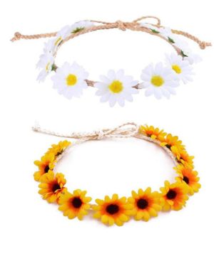 Diadema de flores de girasol, corona de girasol, para mujeres, niñas, margaritas blancas, diadema nupcial, fiestas
