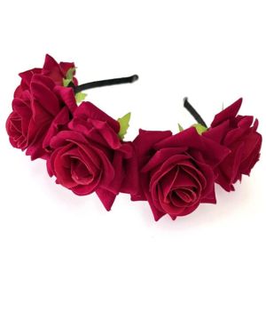 JZK Diadema Rosas Rojas Corona Flores Tiara Guirnalda Pelo Cabeza Hairband Headpiece para Boda Novia Dama Honor