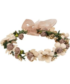 UEETEK Flores cabello Garland diadema rosa con cuentas banda de Dama de honor para el banquete de bodas