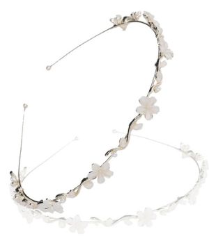 WUSJCOF Diadema Comunión Niña y Novia – Diadema Plateada con Flores para Primera Comunión, Boda y Ocasiones Especiales