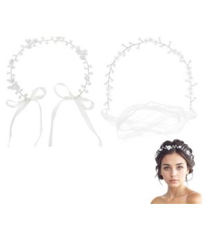 XFSRG 2 Piezas Diadema Mujer de Perlas Flores Boho Diadema de Comunión Flores Corona Diademas Nupcial Guirnalda