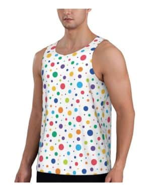 Camiseta de entrenamiento para hombre con estampado de lunares coloridos sin mangas de secado rápido para hombre