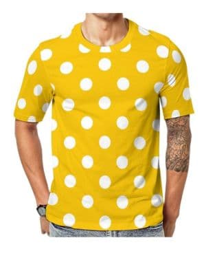 Camiseta para Hombre Lunares Blancos Camiseta De Manga Corta Camiseta De Cuello Redondo