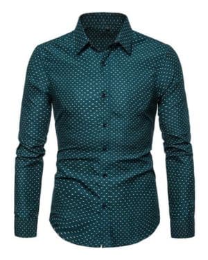Hombre Camiseta de Manga Larga Casual Formales Clásico con Botones Camisas de Vestir