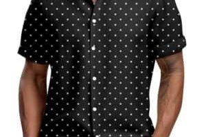 Lovraj Camisa de manga corta para hombre para tiempo libre – Camisa de verano de tallas grandes con lunares