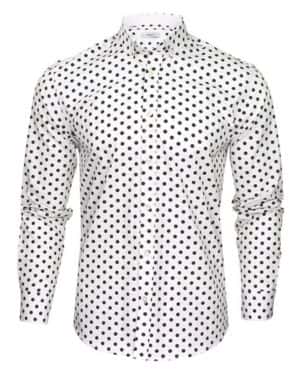 Xact Camisa de lunares para hombre - Manga larga Mod Vintage